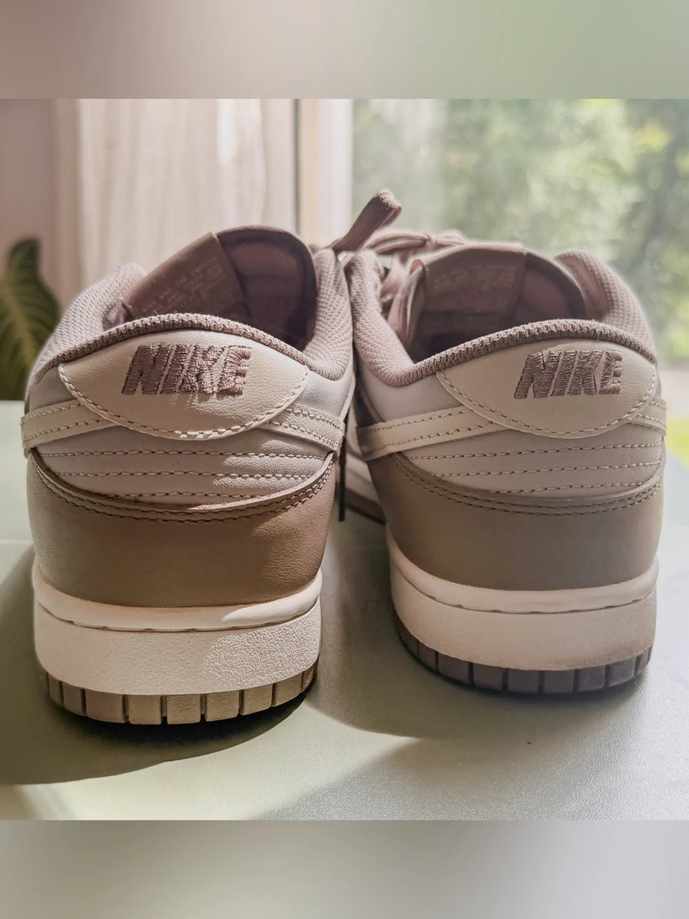 Nike Dunks Low-Top Sneakers in Taupe & White